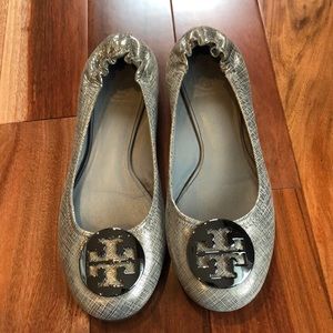 Tory Burch silver flats